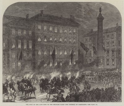 The Body of the Late King of the Belgians Taken into Brussels by Torchlight by Sir John Charles Robinson